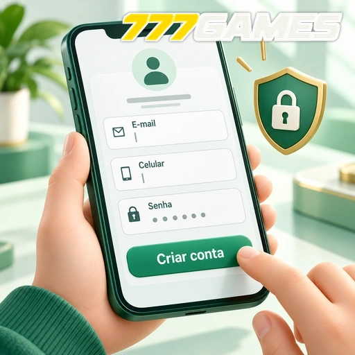 777GAMES — ilustração de preenchimento de formulário para criar uma conta no celular